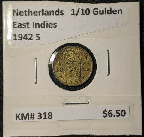 Netherlands East Indies 1942 S 1/10 Gulden KM# 318          #343