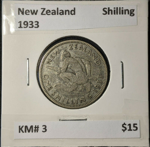 New Zealand 1933 Shilling 1/- KM# 3         #018