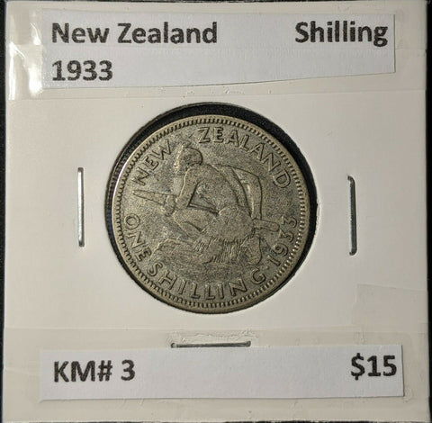 New Zealand 1933 Shilling 1/- KM# 3         #018