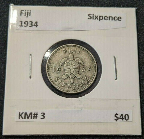 Fiji 1934 Sixpence 6d KM# 3      #522