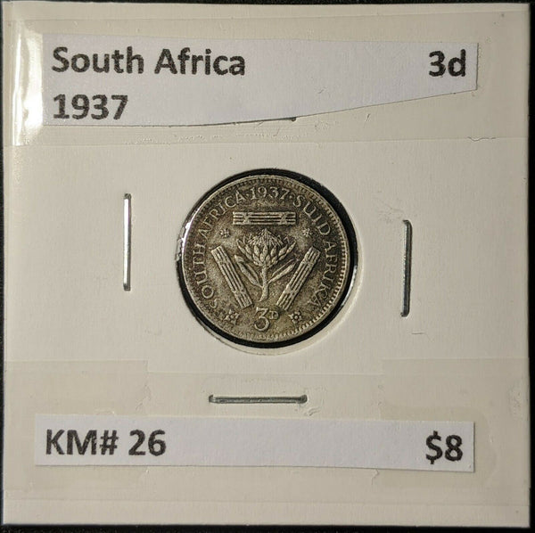 South Africa 1937 Threepence 3d KM# 26    #182  #11B