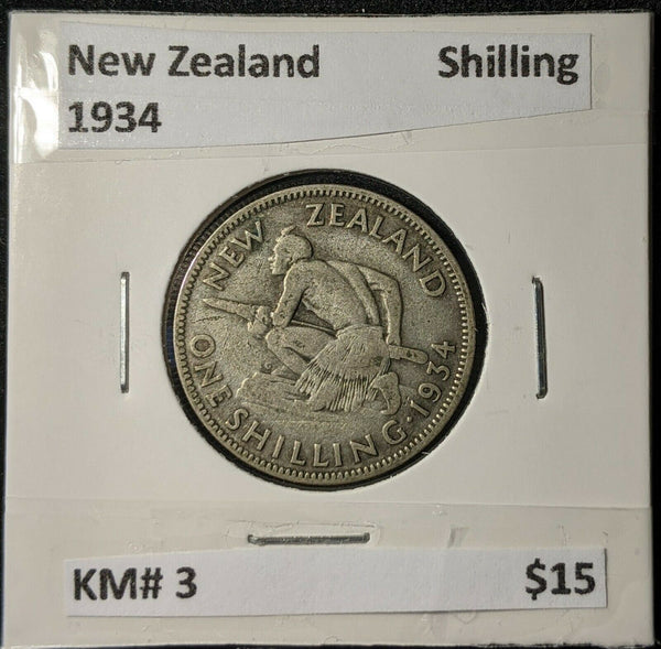 New Zealand 1934 Shilling 1/- KM# 3         #020