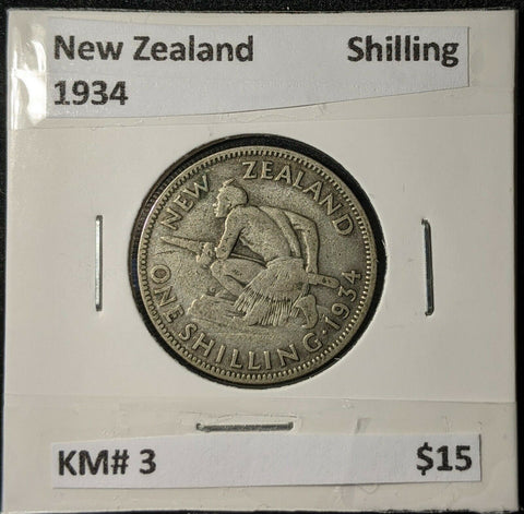 New Zealand 1934 Shilling 1/- KM# 3         #020
