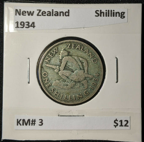 New Zealand 1934 Shilling 1/- KM# 3         #349