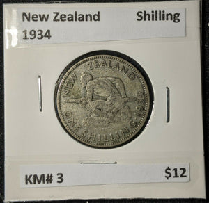 New Zealand 1934 Shilling 1/- KM# 3         #645