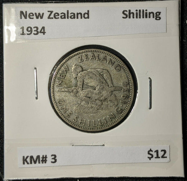 New Zealand 1934 Shilling 1/- KM# 3         #645