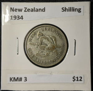 New Zealand 1934 Shilling 1/- KM# 3         #524