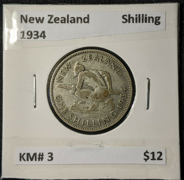 New Zealand 1934 Shilling 1/- KM# 3         #524