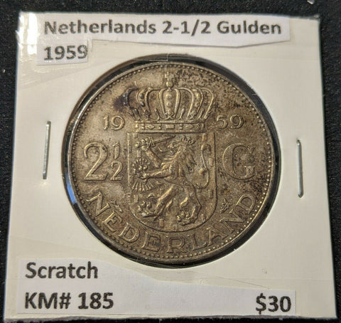 Netherlands 1959 2-1/2 Gulden KM# 185 Scratch      #685