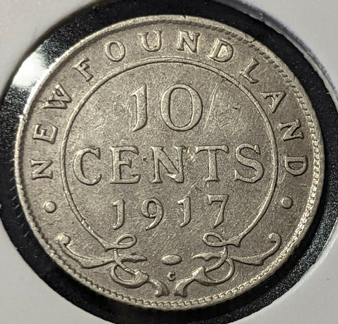 Canada NEWFOUNDLAND 1917 C 10 Cents 10c KM# 14 Cleaned     #452   9A