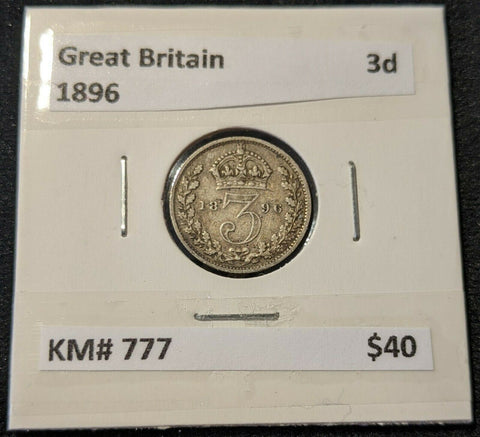 Great Britain 1896 Threepence 3d KM# 777      #088 #16B