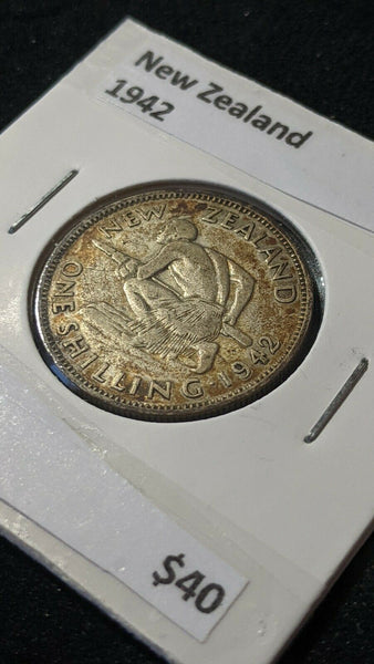 New Zealand 1942 Shilling KM# 9 Scratch      #061