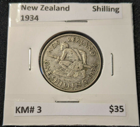 New Zealand 1934 Shilling KM# 3       #651