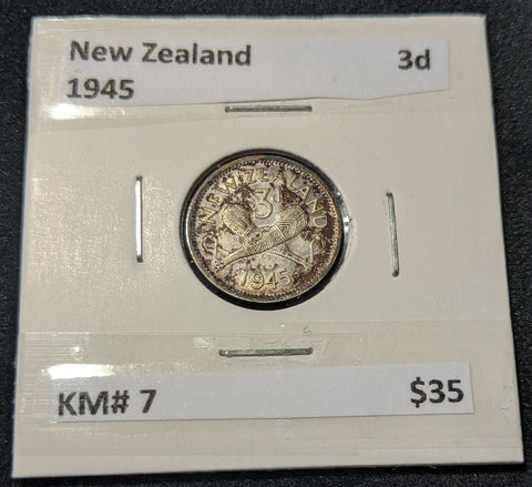 New Zealand 1945 Threepence 3d KM# 7        #304