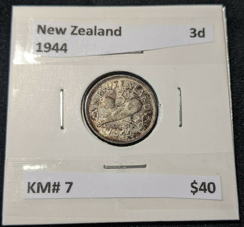 New Zealand 1944 Threepence 3d KM# 7        #180