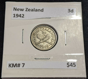 New Zealand 1942 Threepence 3d KM# 7         #112