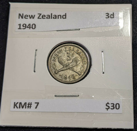 New Zealand 1940 Threepence 3d KM# 7         #129