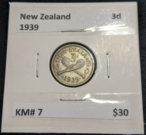 New Zealand 1939 Threepence 3d KM# 7         #165