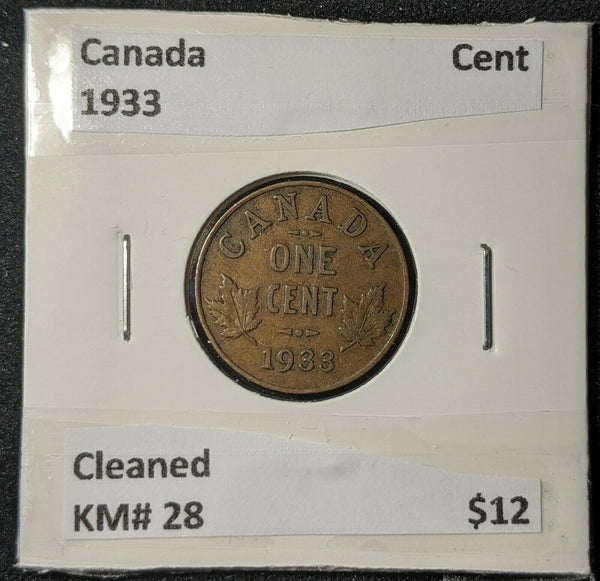 Canada 1933 Cent 1c KM# 28 Cleaned    #383