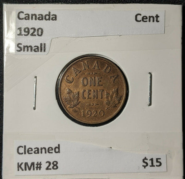 Canada 1920 Small Cent 1c KM# 28 Cleaned    #311