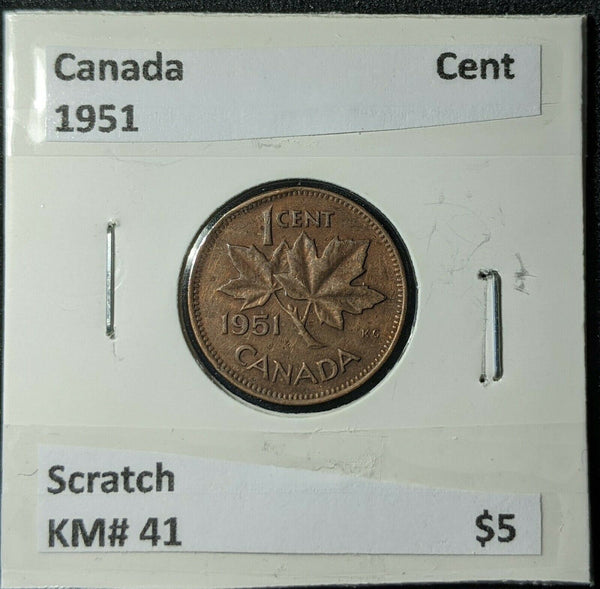 Canada 1951 Cent 1c KM# 41 Scratch    #720