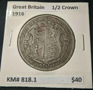 Great Britain 1916 Half Crown KM# 818.1   #028