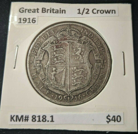 Great Britain 1916 Half Crown KM# 818.1   #028