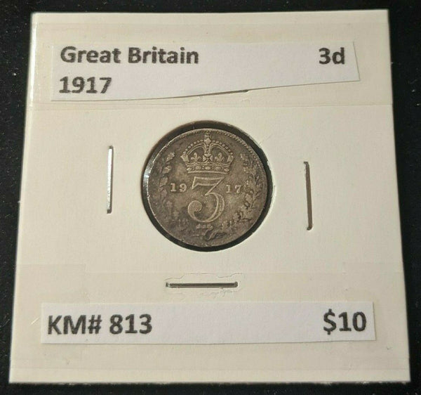 Great Britain 1917 Threepence 3d KM# 813  #015