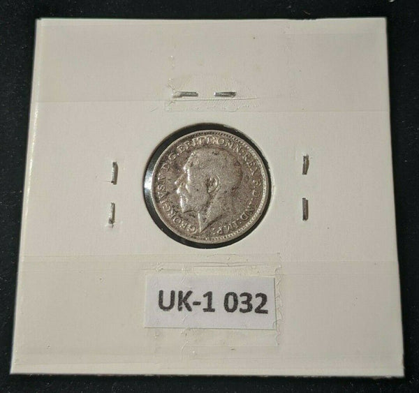 Great Britain 1916 Threepence 3d KM# 813 Cleaned #032      16B