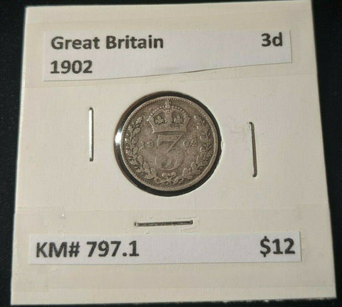 Great Britain 1902 Threepence 3d KM# 797.1 #014 #16B