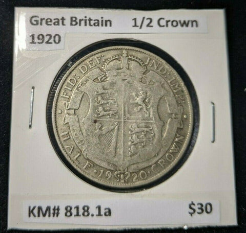 Great Britain 1920 1/2 Crown KM# 818.1a #639