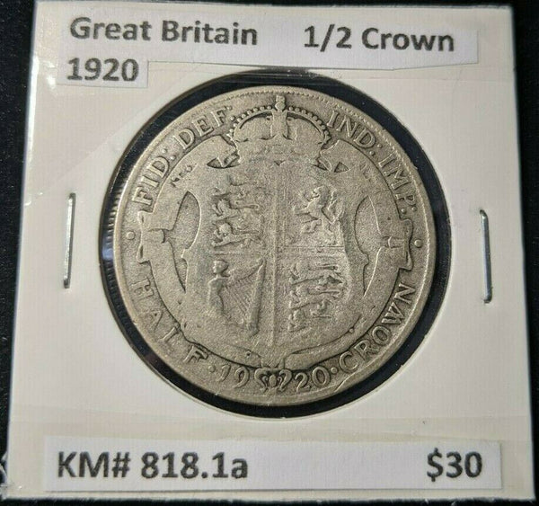 Great Britain 1920 1/2 Crown KM# 818.1a #514