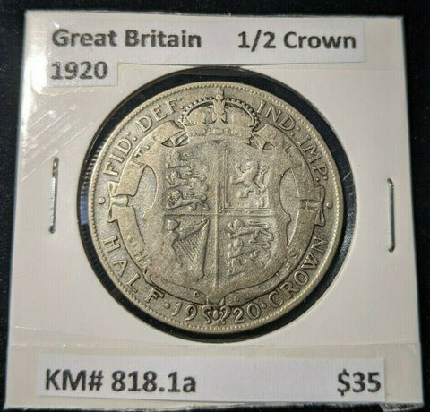 Great Britain 1920 1/2 Crown KM# 818.1a #556