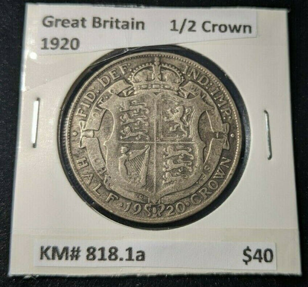 Great Britain 1920 1/2 Crown KM# 818.1a #681