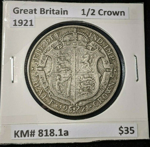 Great Britain 1921 1/2 Crown KM# 818.1a  #707
