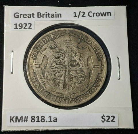 Great Britain 1922 1/2 Crown KM# 818.1a  #684