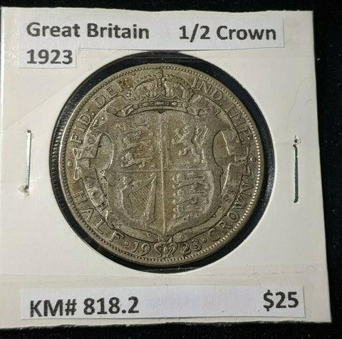 Great Britain 1923 1/2 Crown KM# 818.2  #740
