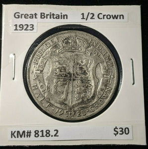 Great Britain 1923 1/2 Crown KM# 818.2  #592