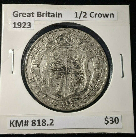 Great Britain 1923 1/2 Crown KM# 818.2  #592