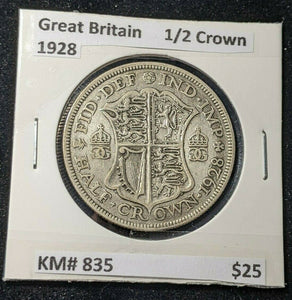 Great Britain 1928 1/2 Crown KM# 835  #516
