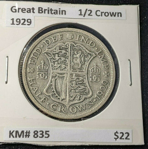 Great Britain 1929 1/2 Crown KM# 835  #455