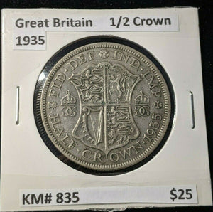 Great Britain 1935 1/2 Crown KM# 835     #095