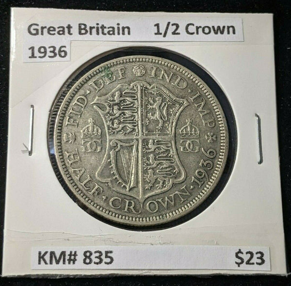 Great Britain 1936 1/2 Crown KM# 835     #166