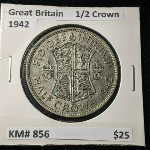 Great Britain 1942 1/2 Crown KM# 856    #150