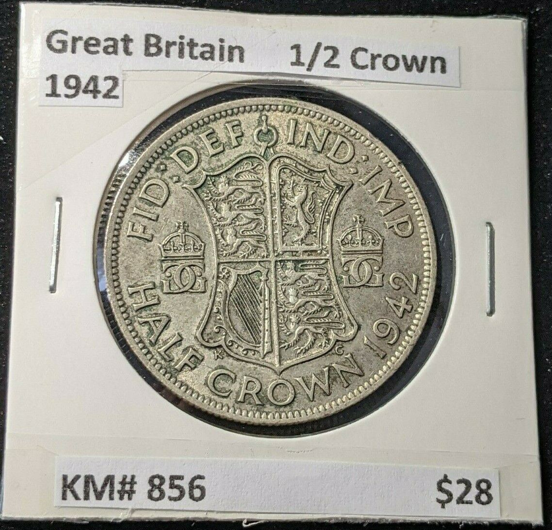 Great Britain 1942 1/2 Crown KM# 856    #449