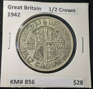 Great Britain 1942 1/2 Crown KM# 856    #449