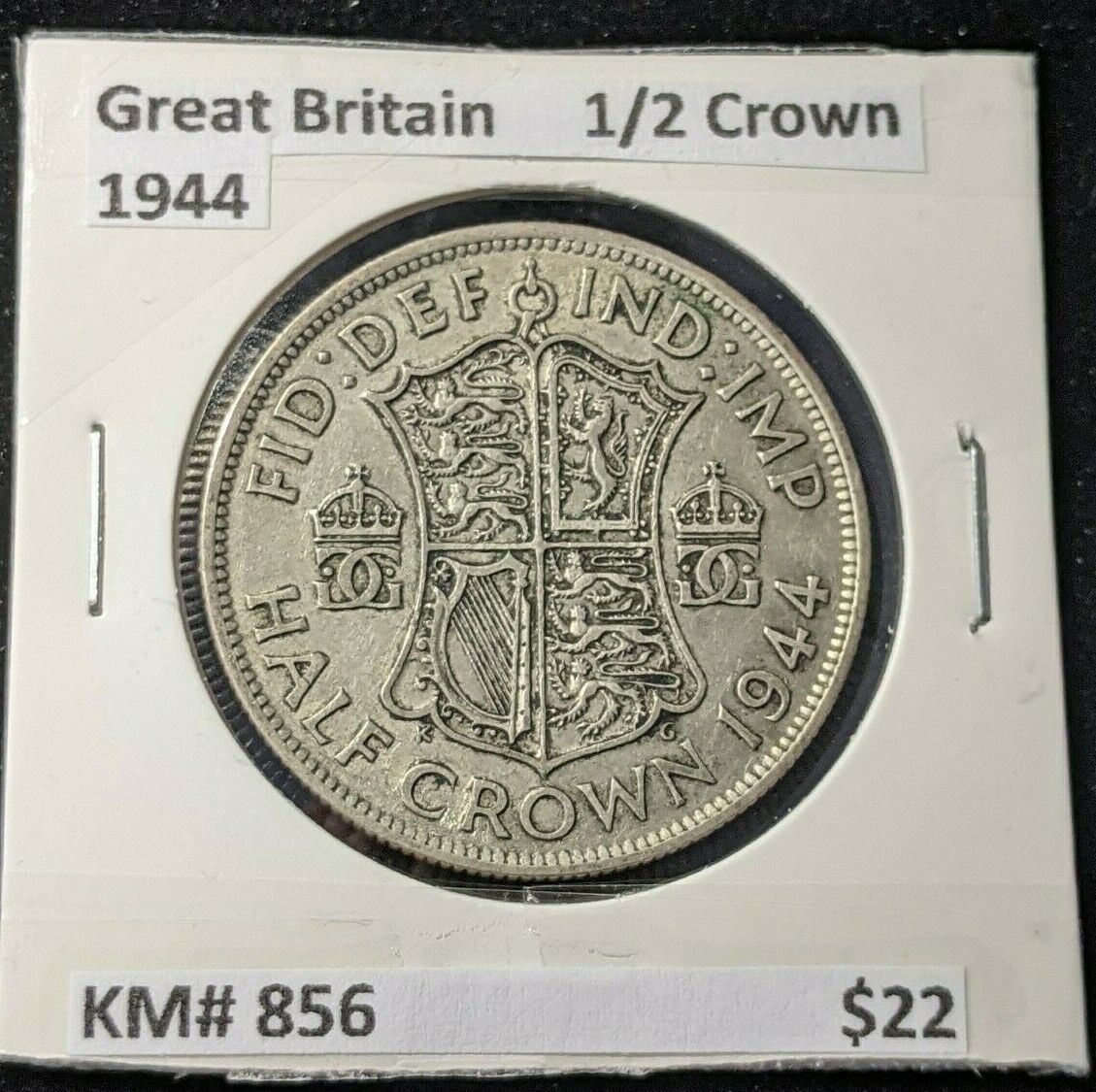 Great Britain 1944 1/2 Crown KM# 856    #448