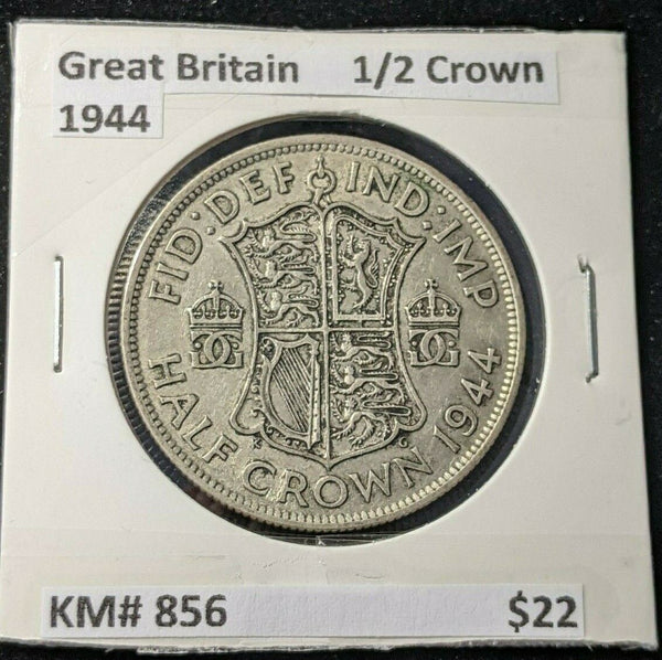 Great Britain 1944 1/2 Crown KM# 856    #448