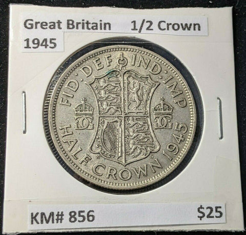 Great Britain 1945 1/2 Crown KM# 856    #119