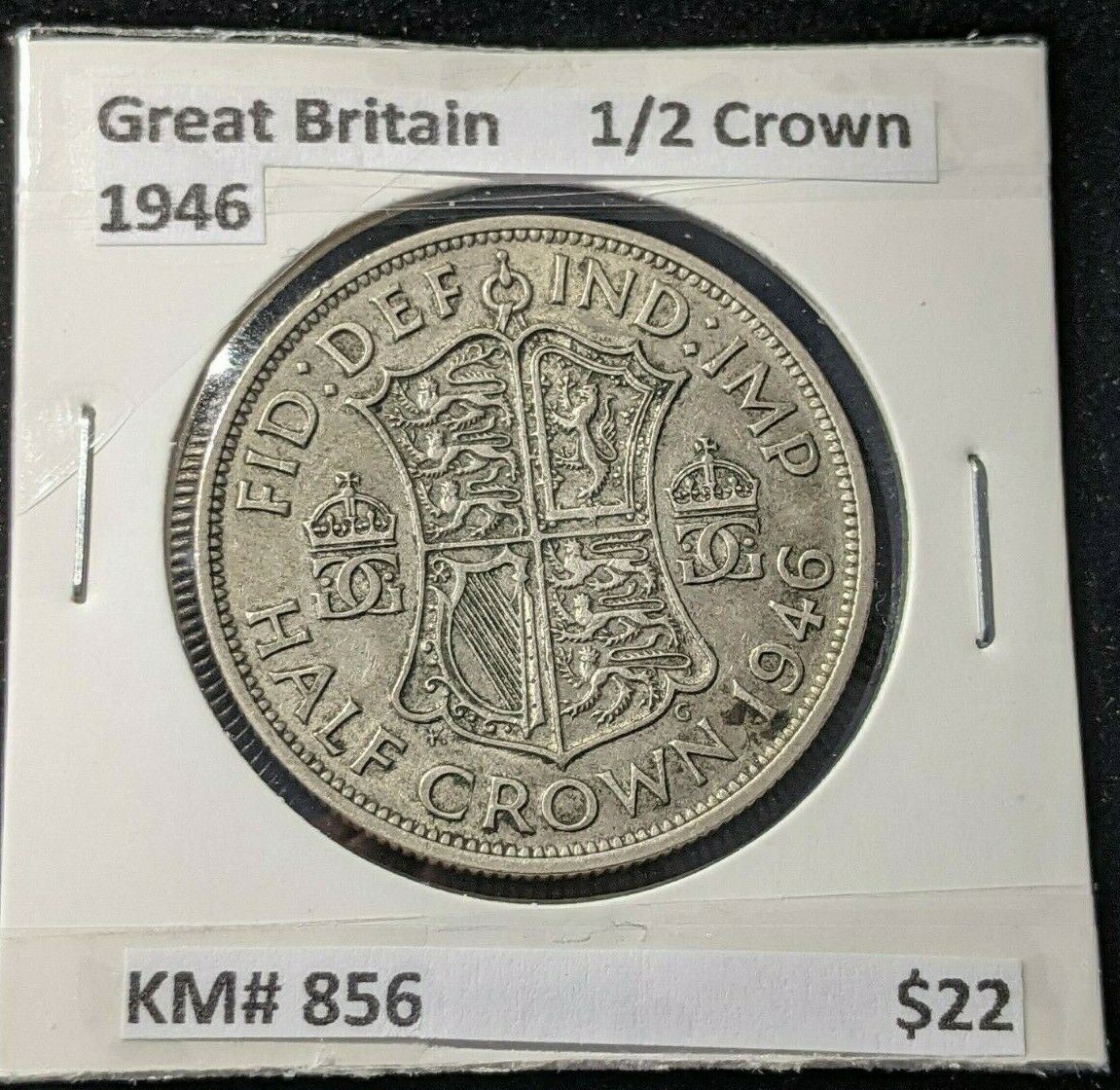 Great Britain 1946 1/2 Crown KM# 856    #699